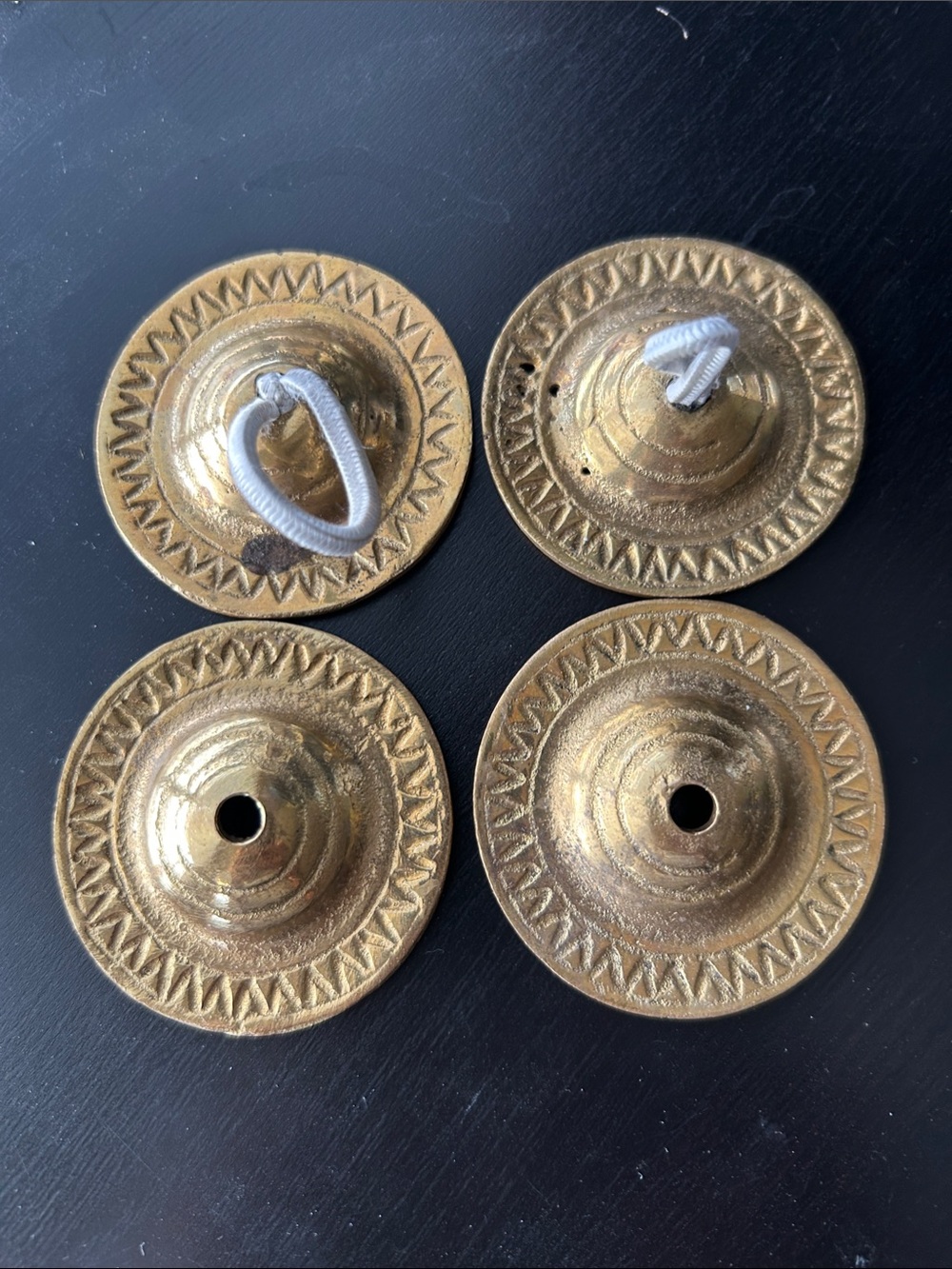Decorative solid Brass Tingsha Cymbals - Gold Finish Belly Dancing/Boho